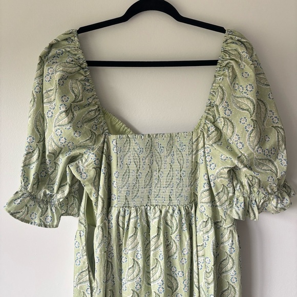 Hill House Home Ophelia Dress Eucalyptus Floral Green Midi Dress Cottagecore - Picture 10 of 14